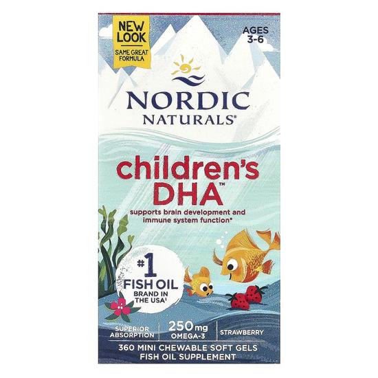 Nordic Naturals Children's DHA 250mg Omega-3 Strawberry Mini Softgels 90 Softgels