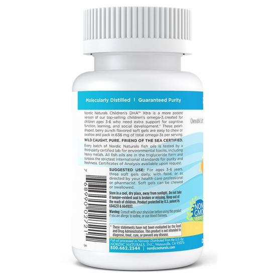 Nordic Naturals Children's DHA Xtra 636mg Berry Punch Mini Softgels 90 Softgels