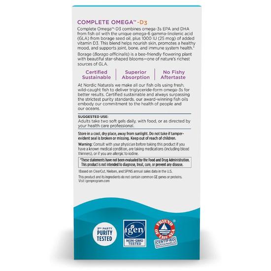 Nordic Naturals Complete Omega D3 565mg Lemon Softgels 60 Softgels