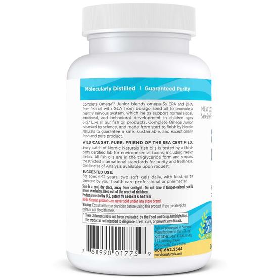 Nordic Naturals Complete Omega Junior 283mg Lemon Mini Softgels 180 Softgels