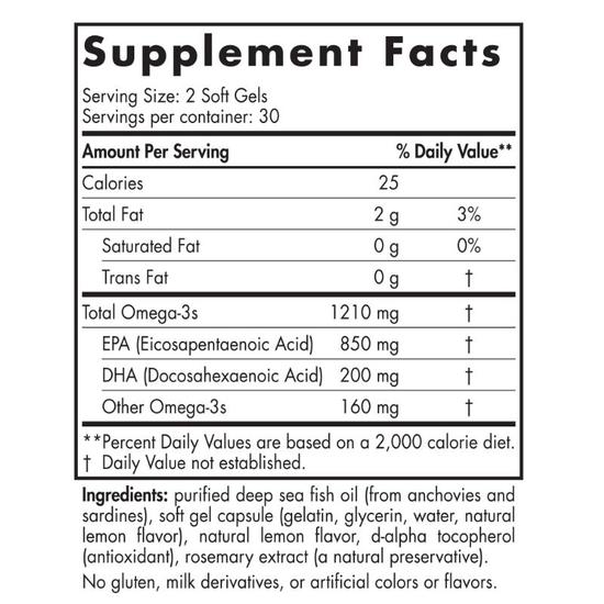 Nordic Naturals EPA 1210mg Lemon Softgels 60 Softgels