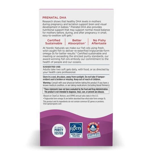 Nordic Naturals Prenatal DHA 830mg Omega-3 + 400iu D3 Strawberry Softgels 90 Softgels