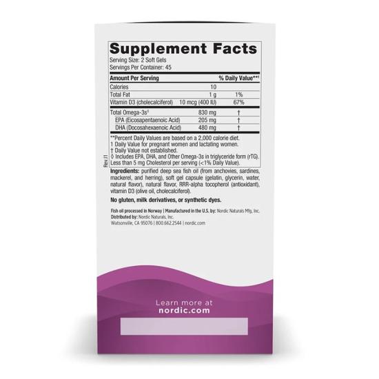 Nordic Naturals Prenatal DHA 830mg Omega-3 + 400iu D3 Strawberry Softgels 90 Softgels