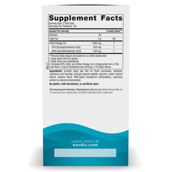 Nordic Naturals Ultimate Omega 1280mg Lemon Softgels 60 Softgels