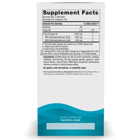 Nordic Naturals Ultimate Omega 1280mg Lemon Softgels 60 Softgels