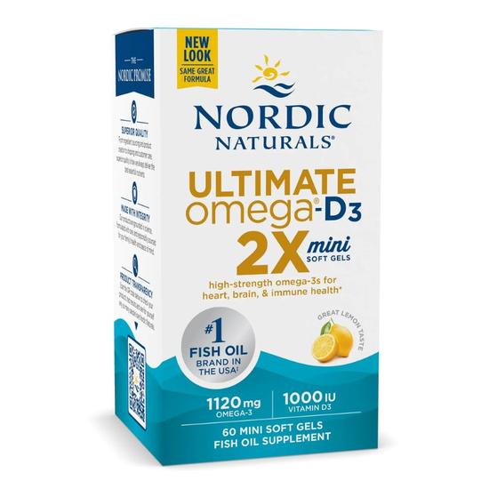 Nordic Naturals Ultimate Omega 2x Mini Softgels With Vitamin D3 60 Softgels