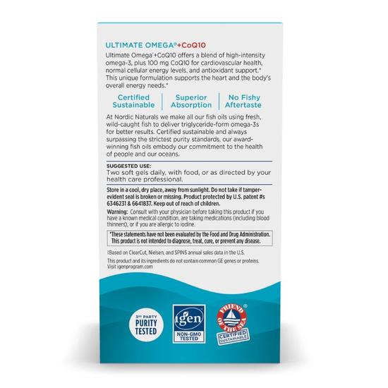 Nordic Naturals Ultimate Omega + CoQ10 1280mg Lemon Softgels 60 Softgels