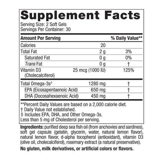 Nordic Naturals Ultimate Omega-D3 1280mg Lemon Softgels 60 Softgels