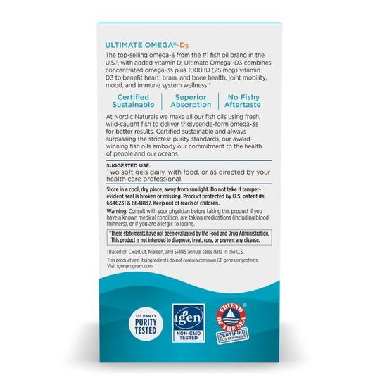 Nordic Naturals Ultimate Omega-D3 1280mg Lemon Softgels 60 Softgels