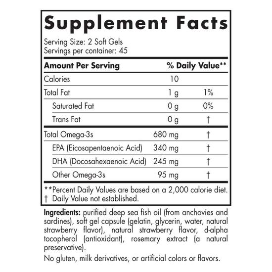 Nordic Naturals Ultimate Omega Junior 680mg Strawberry Softgels 90 Mini-Softgels
