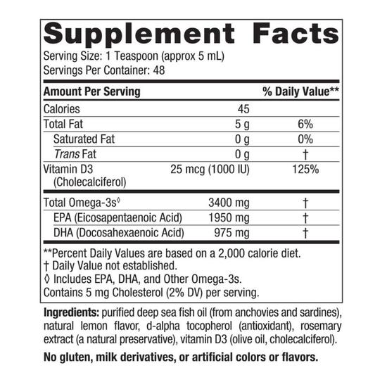 Nordic Naturals Ultimate Omega Xtra 3400mg Lemon 237ml