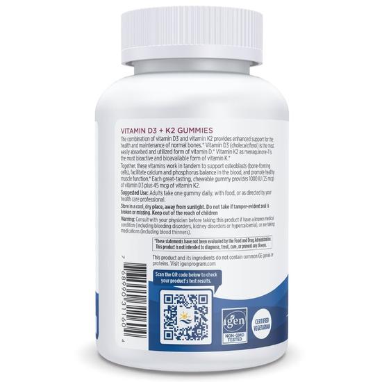 Nordic Naturals Vitamin D3+K2 Pomegranate Gummies 60 Gummies