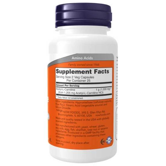 NOW Foods Acetyl-L-Carnitine 500mg Capsules 50 Capsules