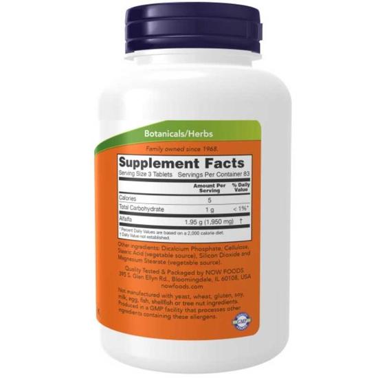 NOW Foods Alfalfa 650mg Tablets 250 Tablets