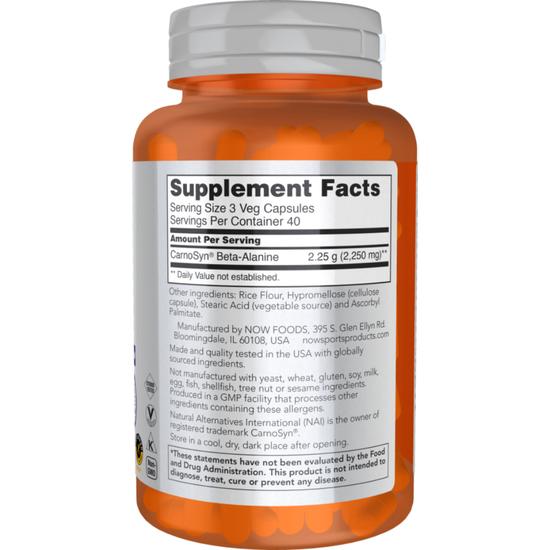 NOW Foods Beta Alanine 750mg Capsules 120 Capsules