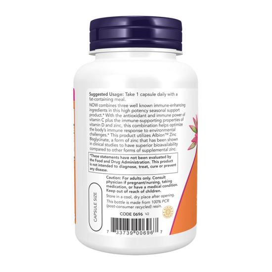 NOW Foods C-1000 Zinc & D-3 Capsules 100 Capsules