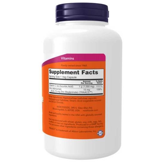 NOW Foods C-1000 Zinc Immune Capsules 90 Capsules