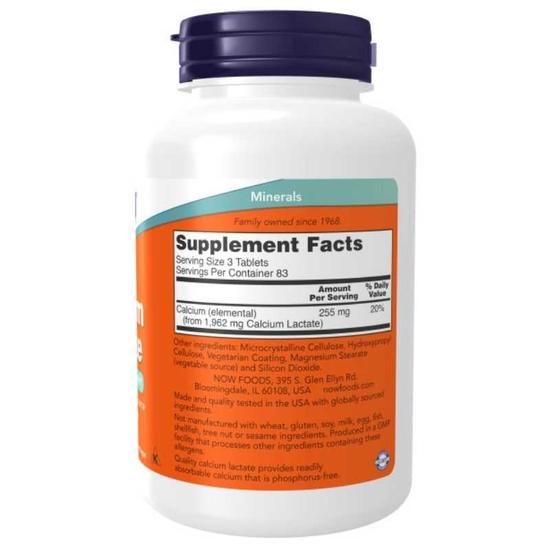 NOW Foods Calcium Lactate Tablets 250 Tablets