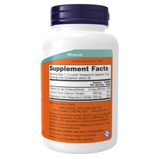 NOW Foods Calcium & Magnesium Citrate Powder With Vitamin D3 227g