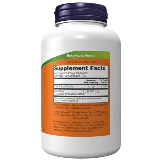 NOW Foods Cat's Claw 500mg Capsules 100 Capsules