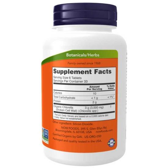 NOW Foods Chlorella 500mg Organic Tablets 200 Tablets