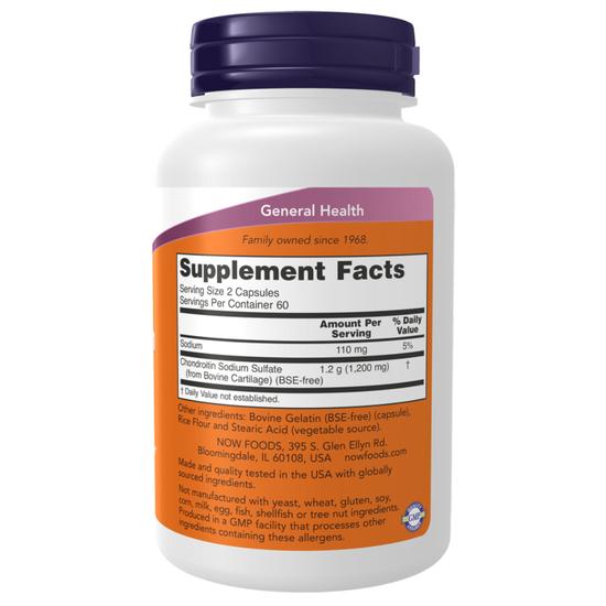 NOW Foods Chondroitin Sulphate 600mg Capsules 120 Capsules