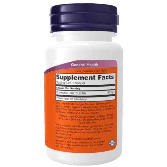 NOW Foods CoQ10 100mg Softgels 50 Softgels