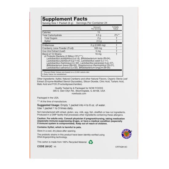NOW Foods Cranberry Mannose + Probiotics Packets 24