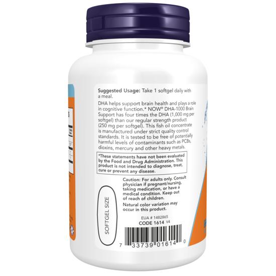 NOW Foods DHA-1000 Brain Support Softgels 90 Softgels