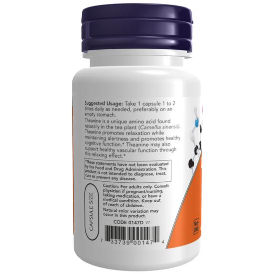 NOW Foods Double Strength L-Theanine 200mg Capsules 120 Capsules
