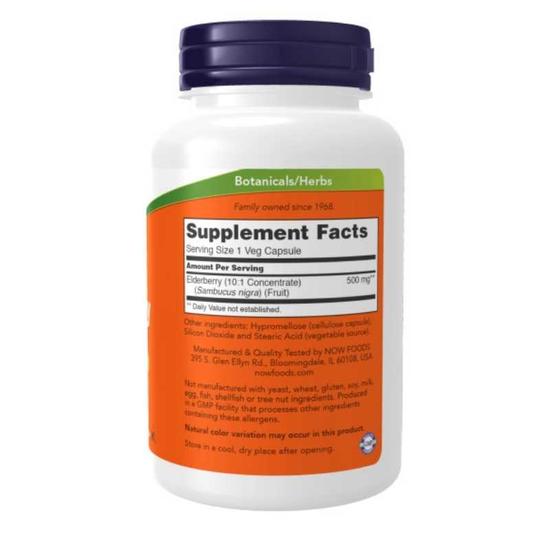 NOW Foods Elderberry 500mg Capsules 120 Capsules