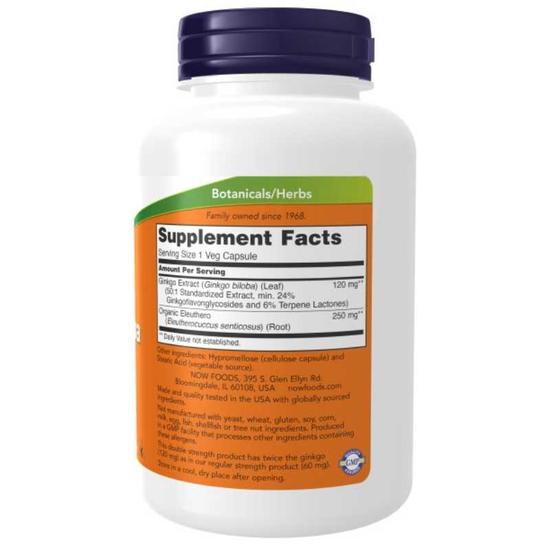 NOW Foods Ginkgo Biloba Double Strength 120mg Capsules 50 Capsules