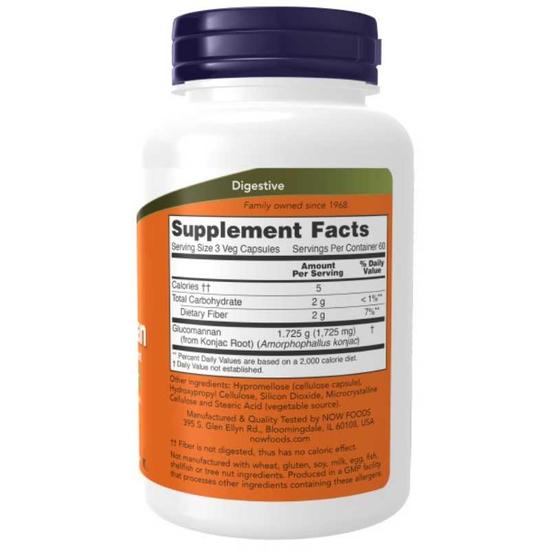 NOW Foods Glucomannan From Konjac Root 575mg Capsules 180 Capsules