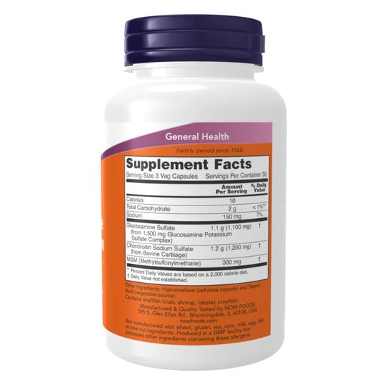 NOW Foods Glucosamine & Chondroitin With MSM Capsules 90 Capsules
