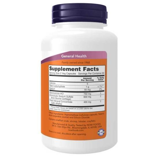 NOW Foods Glucosamine & Chondroitin With Trace Mineral Concentrate Capsules 120 Capsules