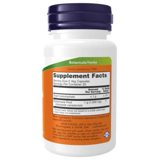 NOW Foods Goldenseal Root 500mg Capsules 50 Capsules