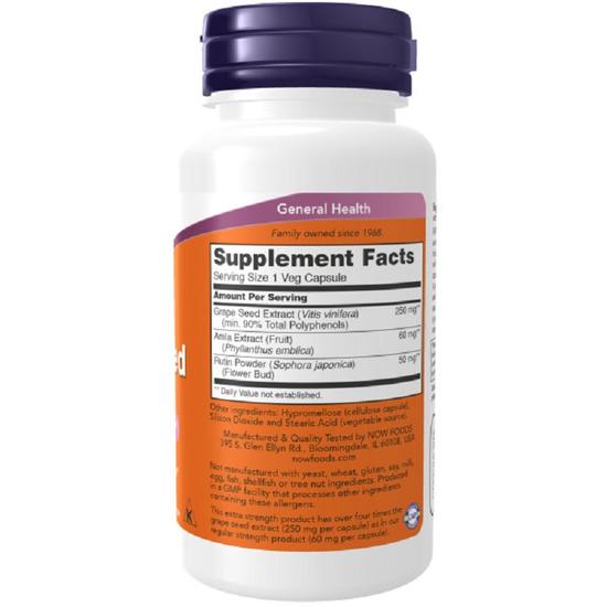 NOW Foods Grape Seed 250mg Extra Strength Capsules 90 Capsules