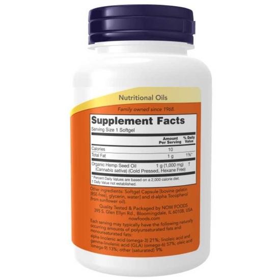 NOW Foods Hemp Seed Oil 1000mg Softgels 120 Softgels