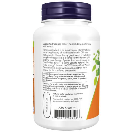 NOW Foods Horny Goat Weed Extract 750mg Tablets 90 Tablets