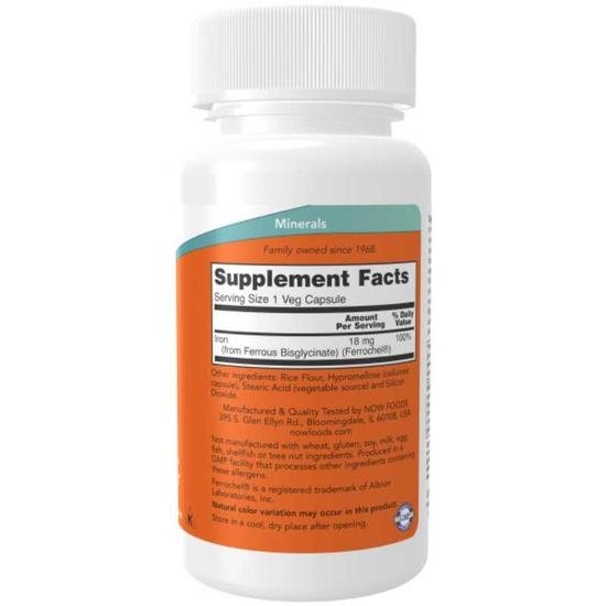 NOW Foods Iron 18mg Capsules 120 Capsules