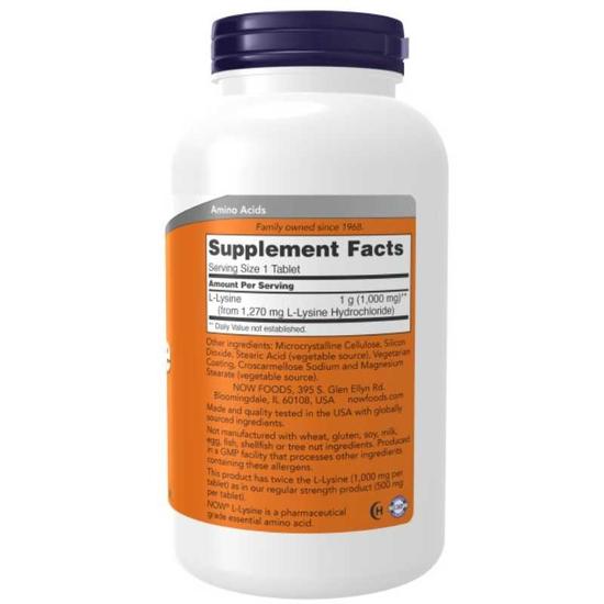 NOW Foods L-Lysine 1000mg Tablets 100 Tablets
