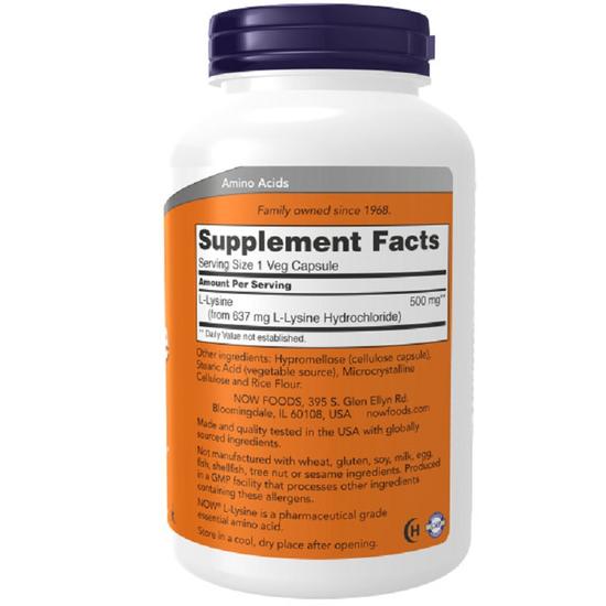 NOW Foods L-Lysine 500mg Capsules 100 Capsules