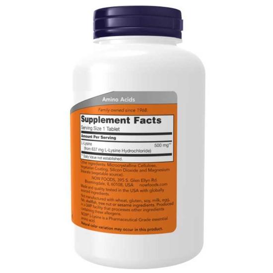 NOW Foods L-Lysine 500mg Capsules 100 Capsules