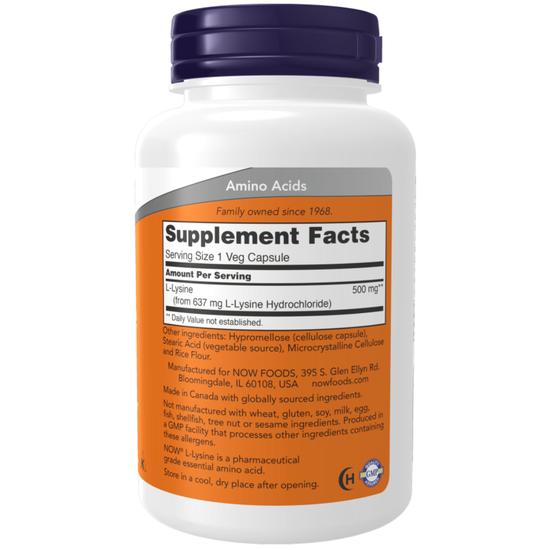 NOW Foods L-Lysine 500mg Capsules 100 Capsules