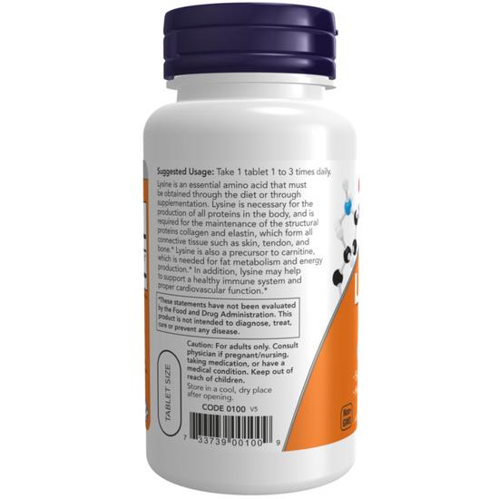 NOW Foods L-Lysine 500mg Tablets 100 Tablets