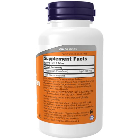 NOW Foods L-Tryptophan 1000mg Double Strength Tablets 60 Tablets