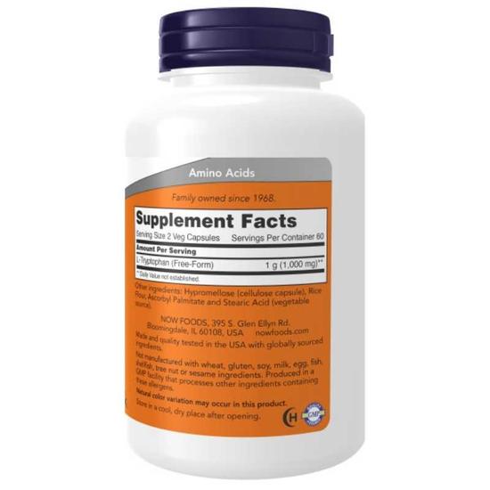NOW Foods L-Tryptophan 500mg Capsules 120 Capsules