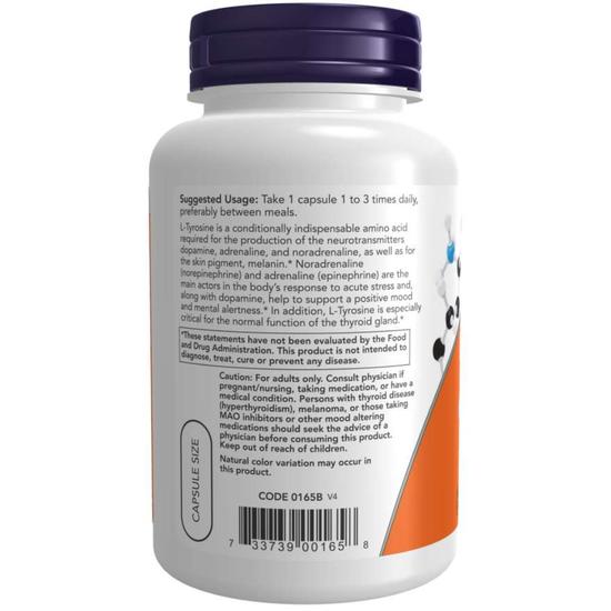 NOW Foods L-Tyrosine Extra Strength 750mg Capsules 90 Capsules