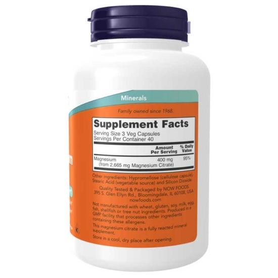 NOW Foods Magnesium Citrate 400mg Capsules 120 Capsules
