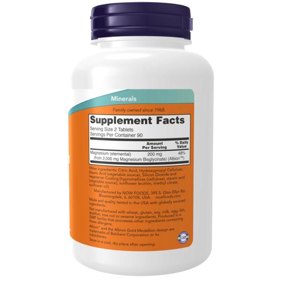 NOW Foods Magnesium Glycinate Tablets 180 Tablets